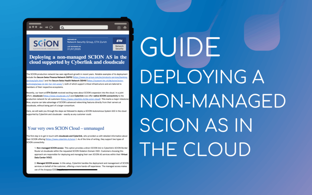 Deploying a non-managed SCION AS in the cloud