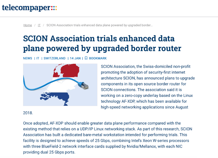 SCION Association trials enhanced data plane powered by upgraded border router